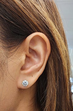 Lovely 2.10 Carat 14k White Gold 4-Prong Diamond Stud Earrings