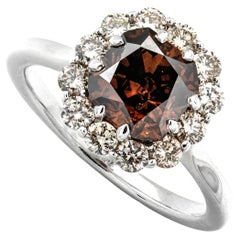2.10 Ct Natural Fancy Deep Orangy Brown Diamond Ring