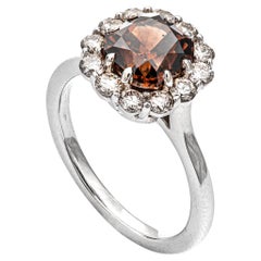 2.10 Ct Natural Fancy Deep Orangy Brown Diamond Ring