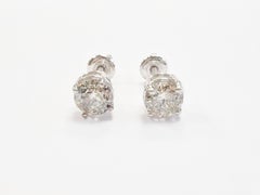 Pendientes de oro blanco de 14 quilates con diamantes redondos de 2,10 quilates