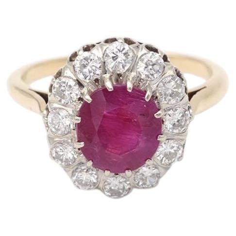 2.10 ct Ruby diamond cluster ring in 18 karat