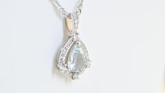 2.10 Cts Aquamarine Bridal Wedding Pendant Necklace Sterling Silver Jewelry