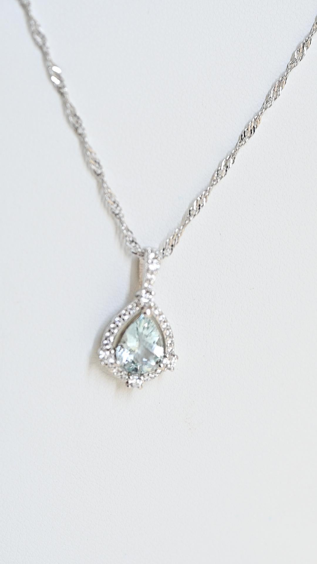 2.10 Cts Aquamarine Bridal Wedding Pendant Necklace Sterling Silver Jewelry  In New Condition For Sale In New York, NY