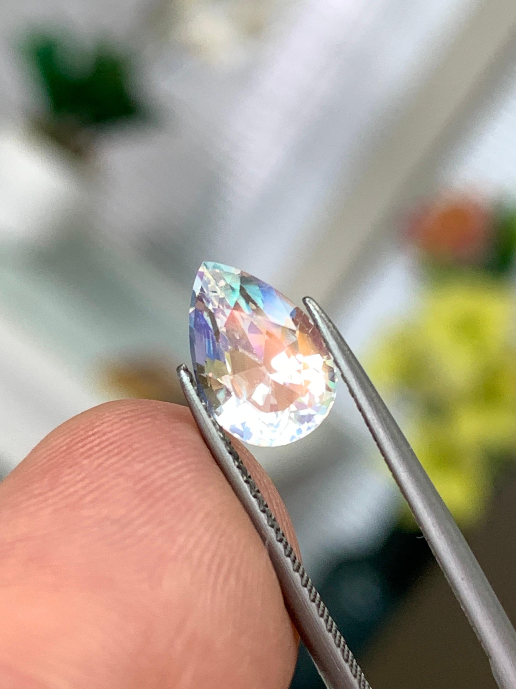 2.10 Cts Burma Certified Natural Feldspar Moonstone with Multicolor Sheen For Sale 1