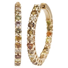 1 NO RESERVE - 2,10cttw Ausgefallene Diamanten, Ohrringe aus 14 Karat Gelbgold