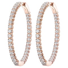 2.10 Total Carat Diamond Hoop Earrings in 18 Karat Rose Gold