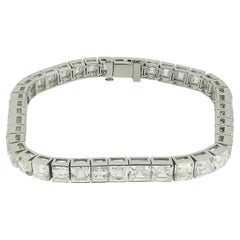 21.00 Carat Carré Cut Diamond Line Bracelet