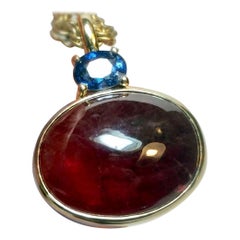 Red and Blue Sapphire "Tutti Frutti" Estate Pendant 14 Karat Gold