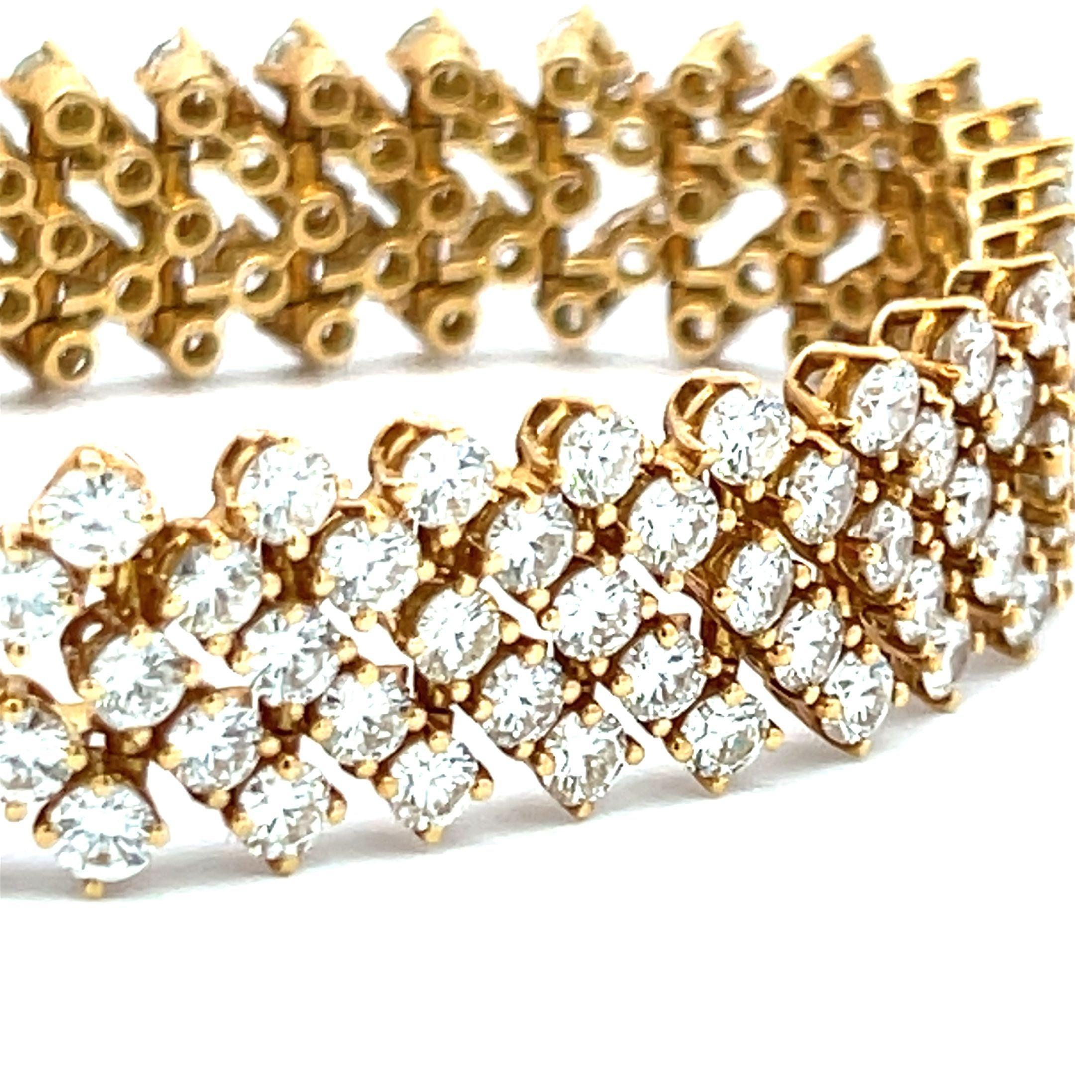 De las mujeres Pulsera de eslabones de oro amarillo de 18 quilates con diamantes redondos brillantes G VS1 de 21,00 quilates