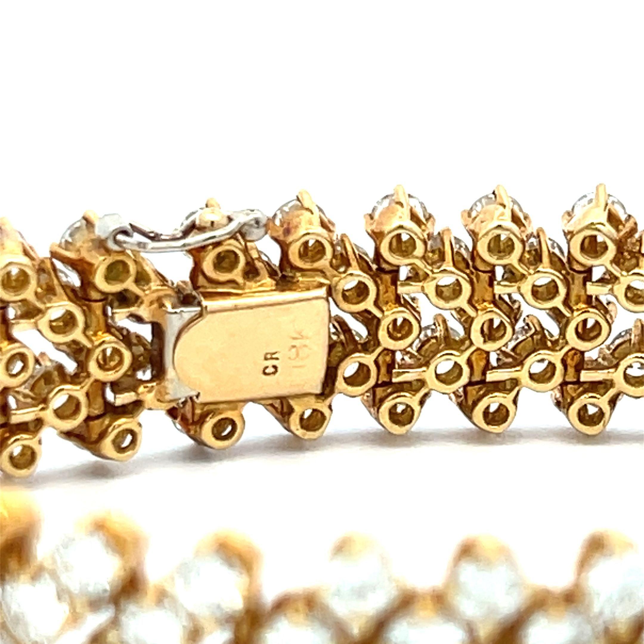Pulsera de eslabones de oro amarillo de 18 quilates con diamantes redondos brillantes G VS1 de 21,00 quilates 1