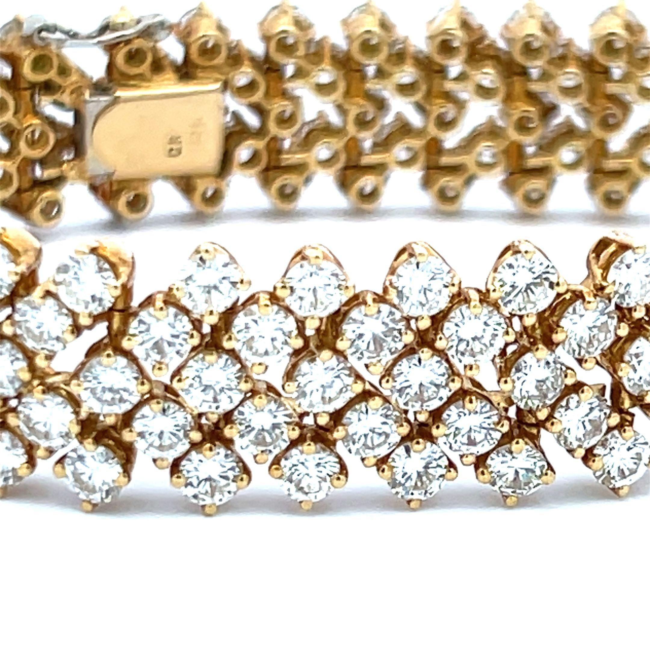Pulsera de eslabones de oro amarillo de 18 quilates con diamantes redondos brillantes G VS1 de 21,00 quilates 2