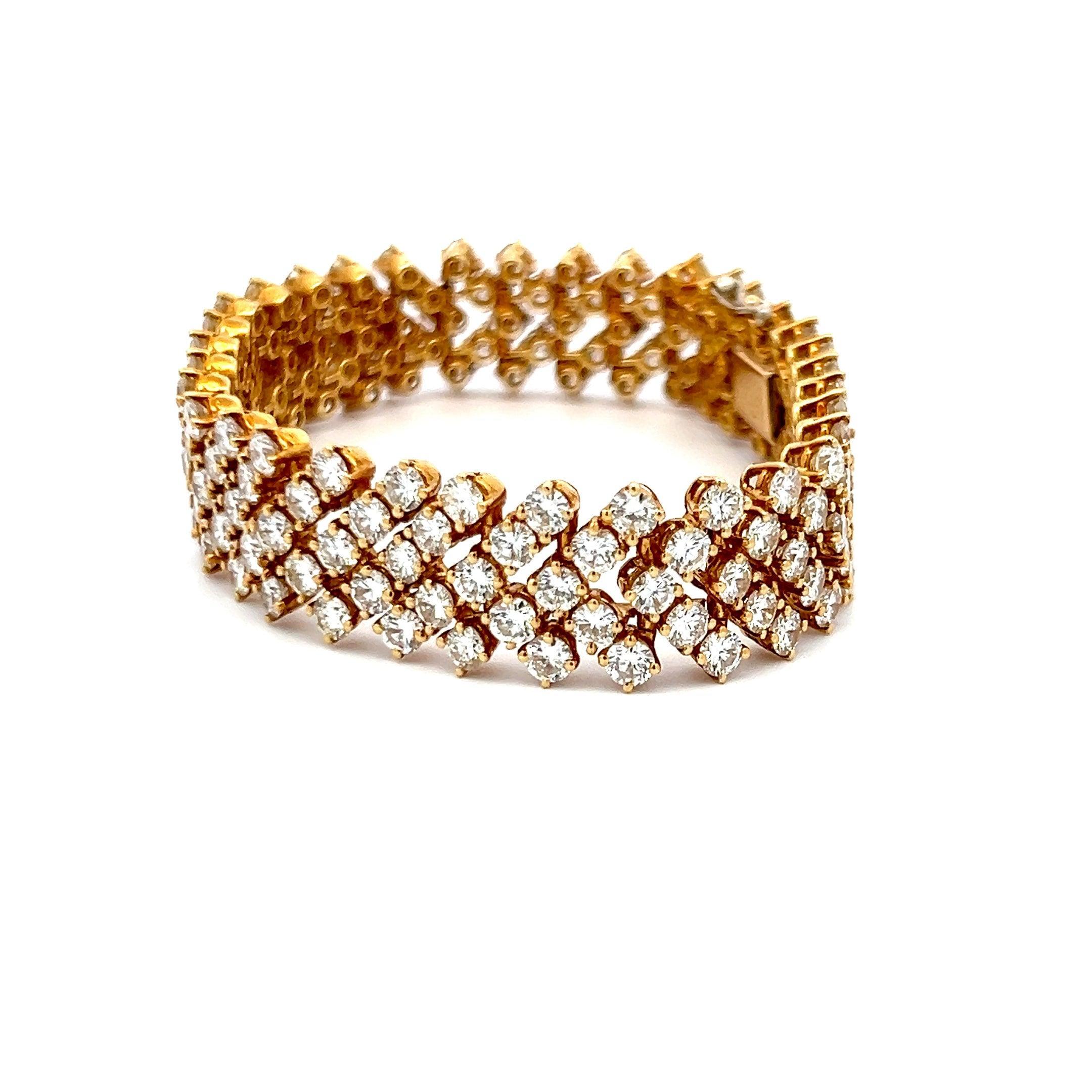 Pulsera de eslabones de oro amarillo de 18 quilates con diamantes redondos brillantes G VS1 de 21,00 quilates 3
