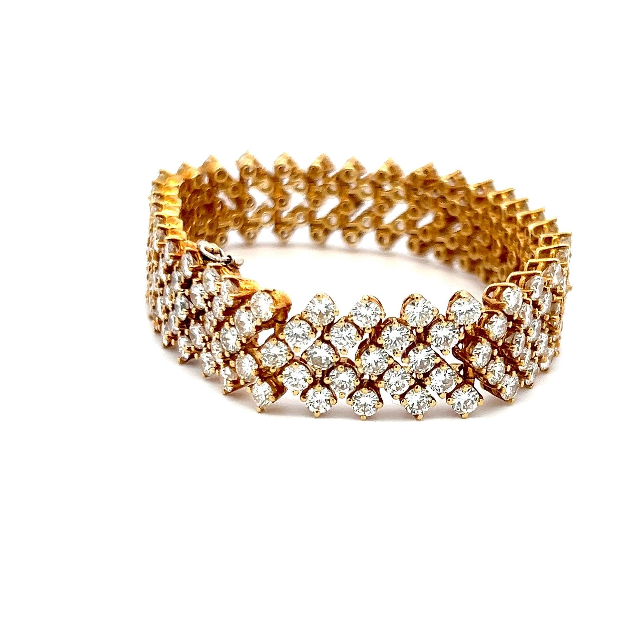 Pulsera de eslabones de oro amarillo de 18 quilates con diamantes redondos brillantes G VS1 de 21,00 quilates 4