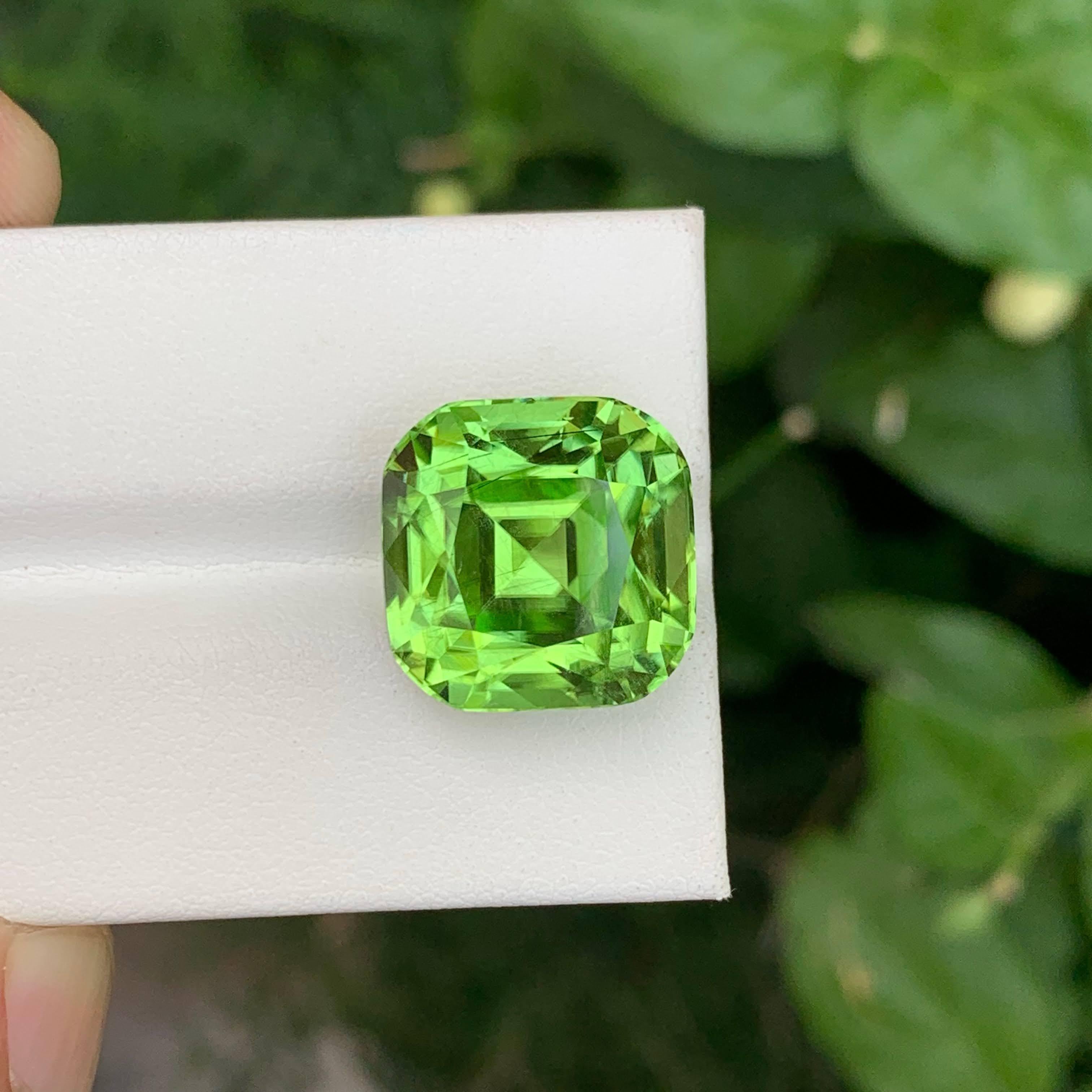 21,00 Karat Natürlicher loser grüner Peridot Stein Cushion Cut Pakistanischer Edelstein im Angebot 1