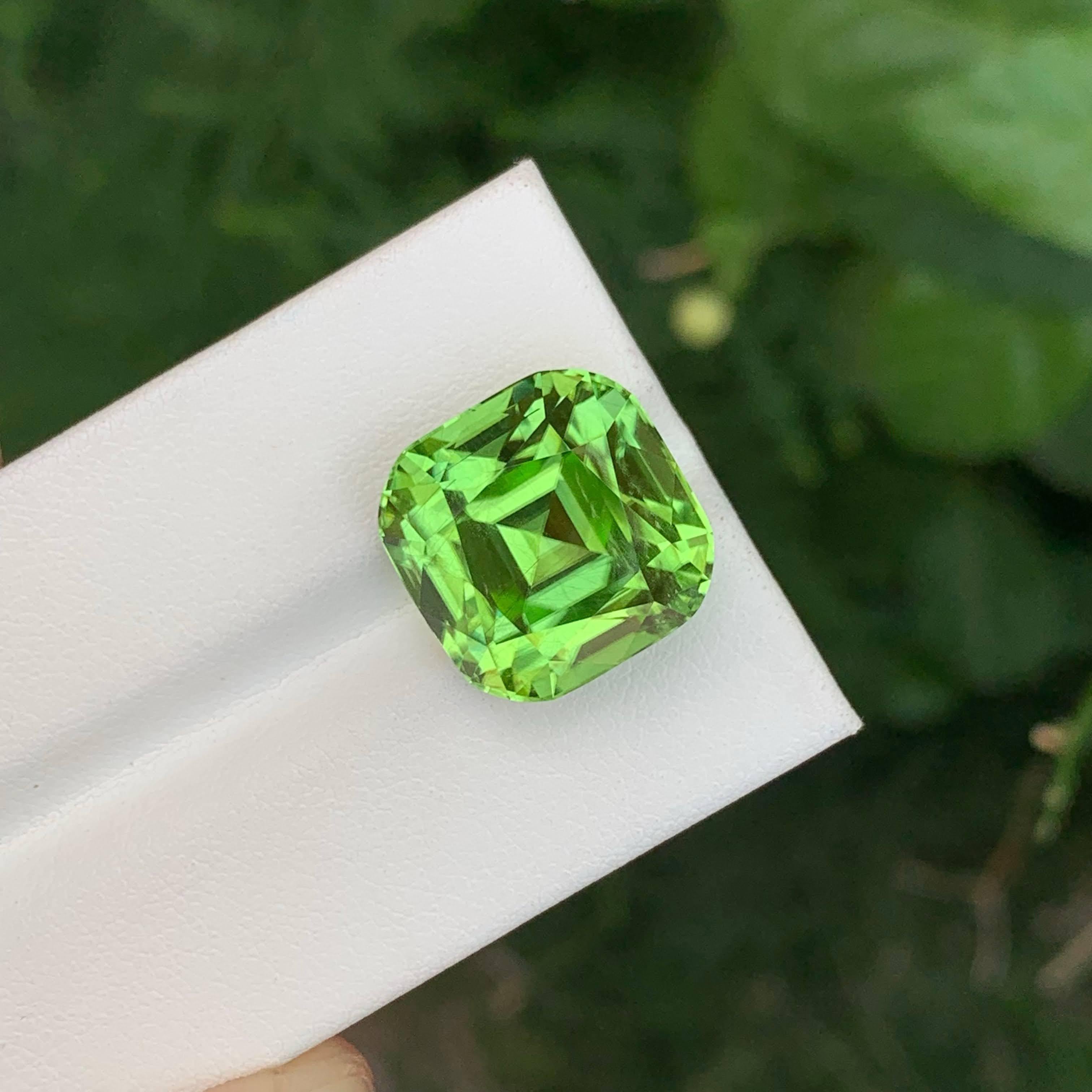 21,00 Karat Natürlicher loser grüner Peridot Stein Cushion Cut Pakistanischer Edelstein im Angebot 2