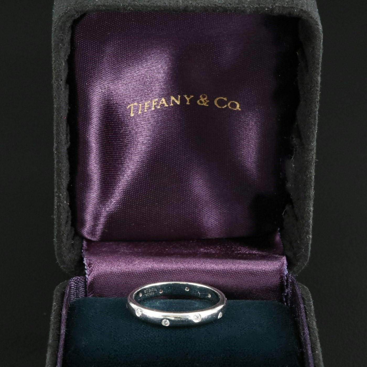 A Stunning TIFFANY & Co. Etoile Platinum Diamond Band Ring

$2100 Retail
Size 6.75

Brand/Designer:Tiffany & Co.
Materials:Platinum
Ring Size:6.75
Hallmarks:©T&Co. PT 950
Total Weight (grams):4.50
Additional Information:Box is included
Primary