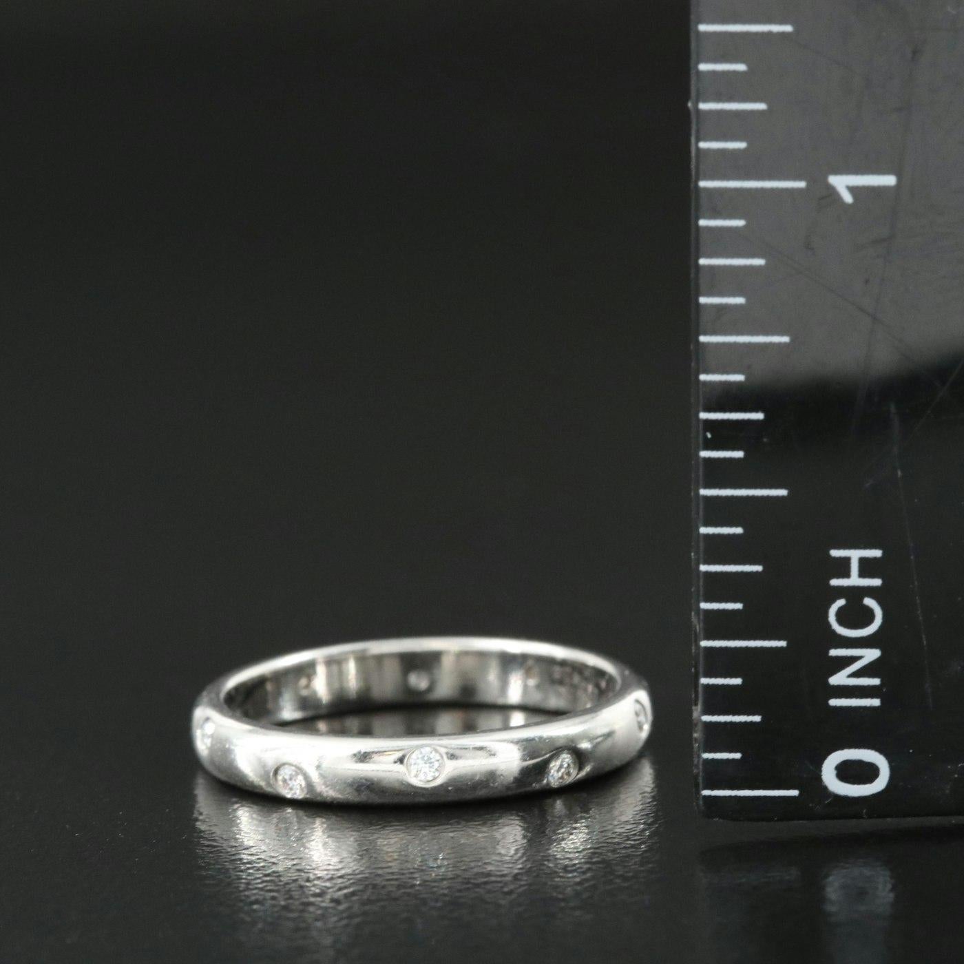 Women's $2100 TIFFANY & Co. Etoile Platinum Diamond 3mm Band Ring 6.75 For Sale