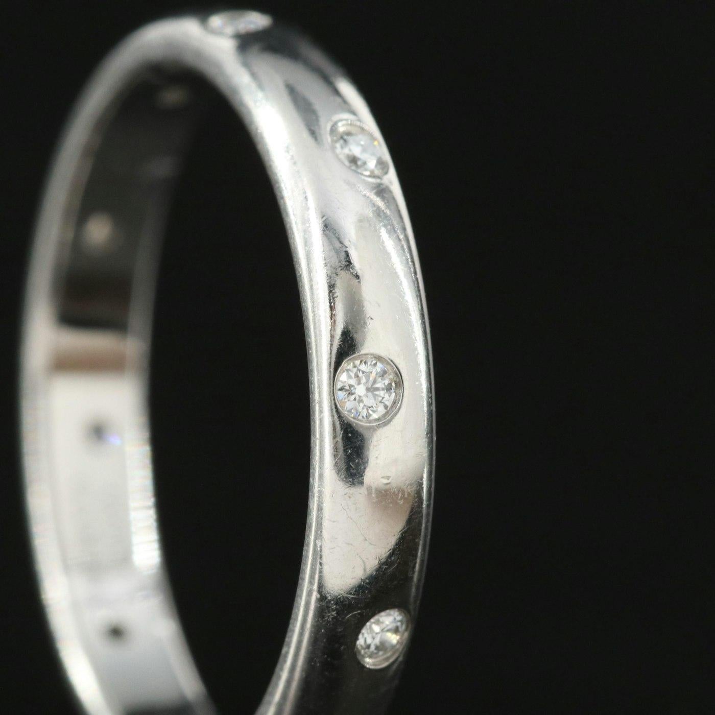 $2100 TIFFANY & Co. Etoile Platinum Diamond 3mm Band Ring 6.75 For Sale 2