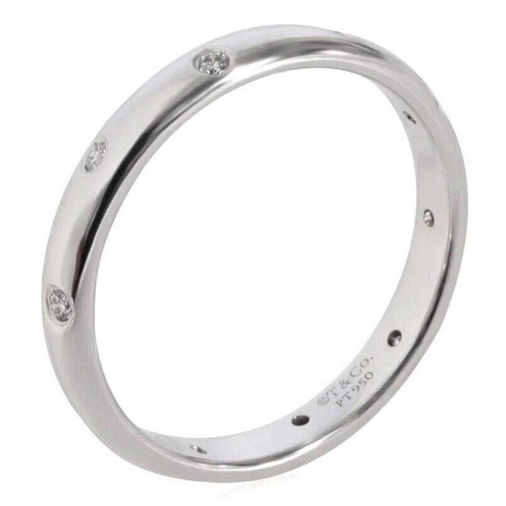 $2100 TIFFANY & Co. Etoile Platinum Diamond 3mm Band Ring 6.75 For Sale 5