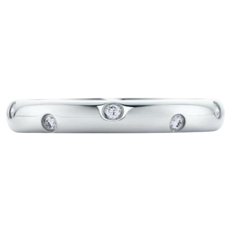 $2100 TIFFANY & Co. Etoile Platinum Diamond 3mm Band Ring 6.75 For Sale