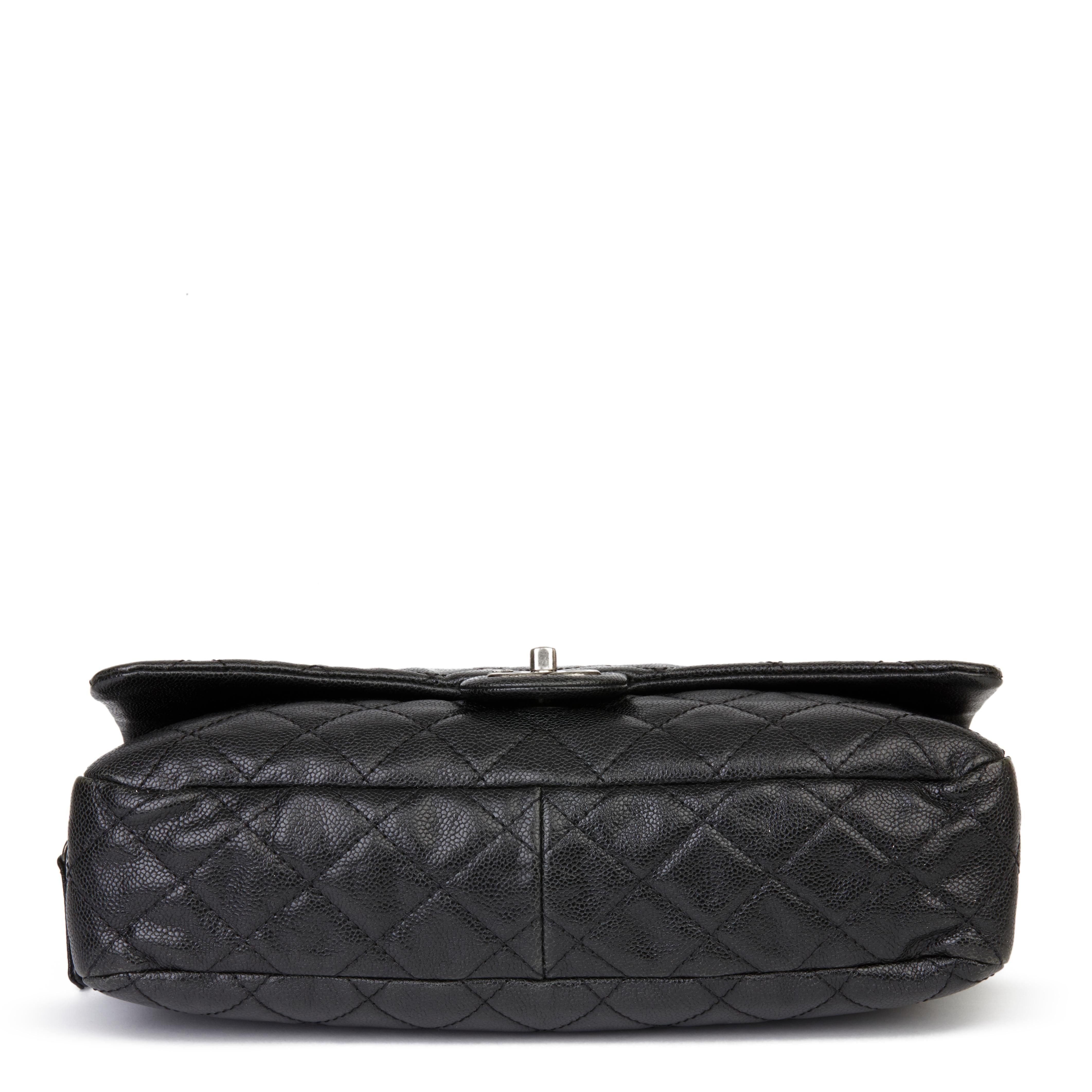 21012 Chanel Black Quilted Caviar Leather Jumbo Easy Carry Flap Bag In Excellent Condition In Bishop's Stortford, Hertfordshire