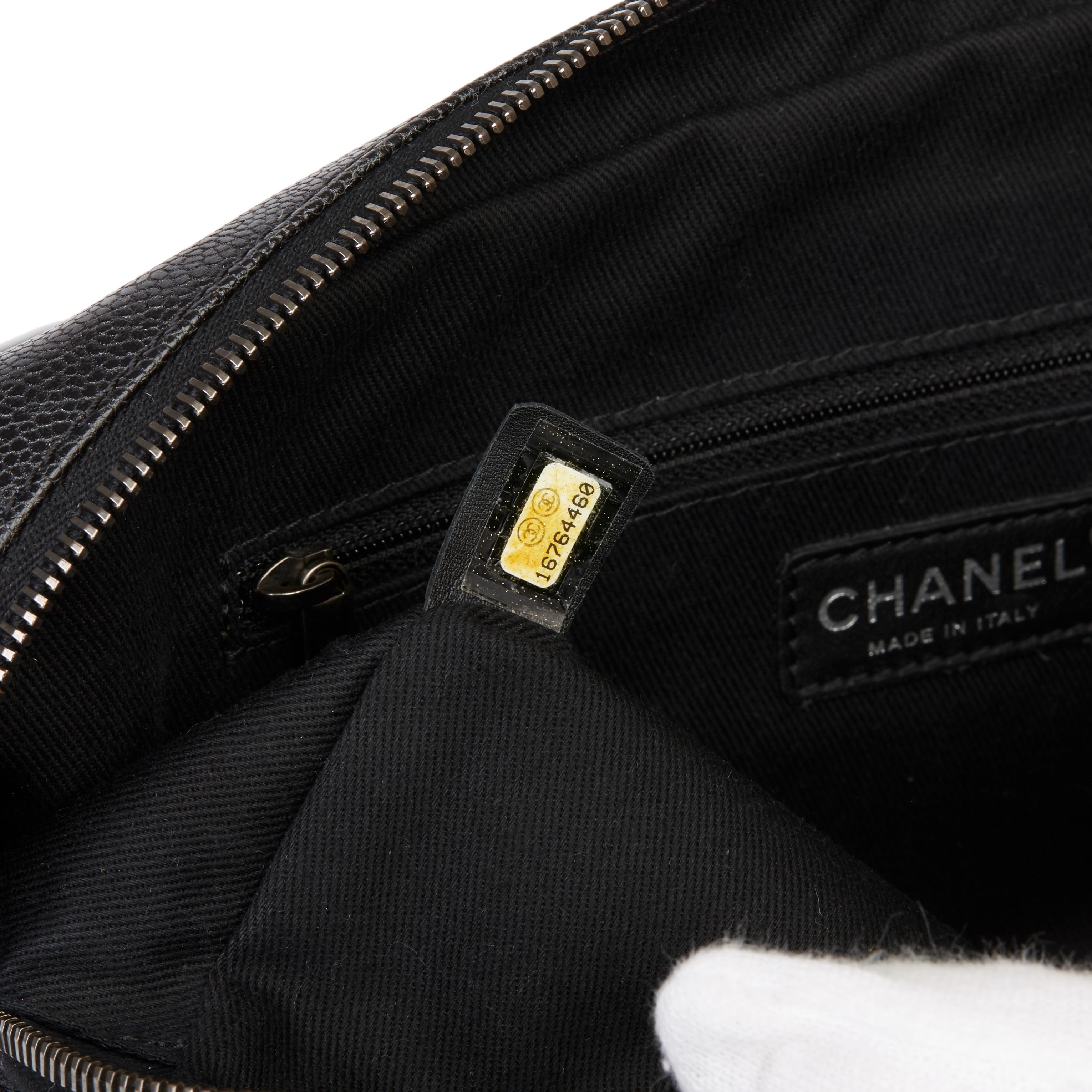 21012 Chanel Black Quilted Caviar Leather Jumbo Easy Carry Flap Bag 3