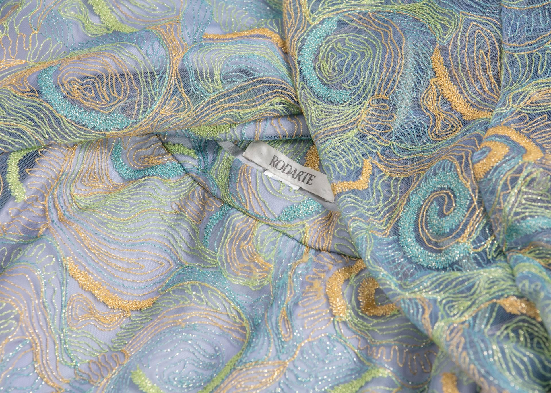 2102 Rodarte Van Gogh Multi-Colored Metallic Embroidered Tulle Circle Skirt For Sale 3