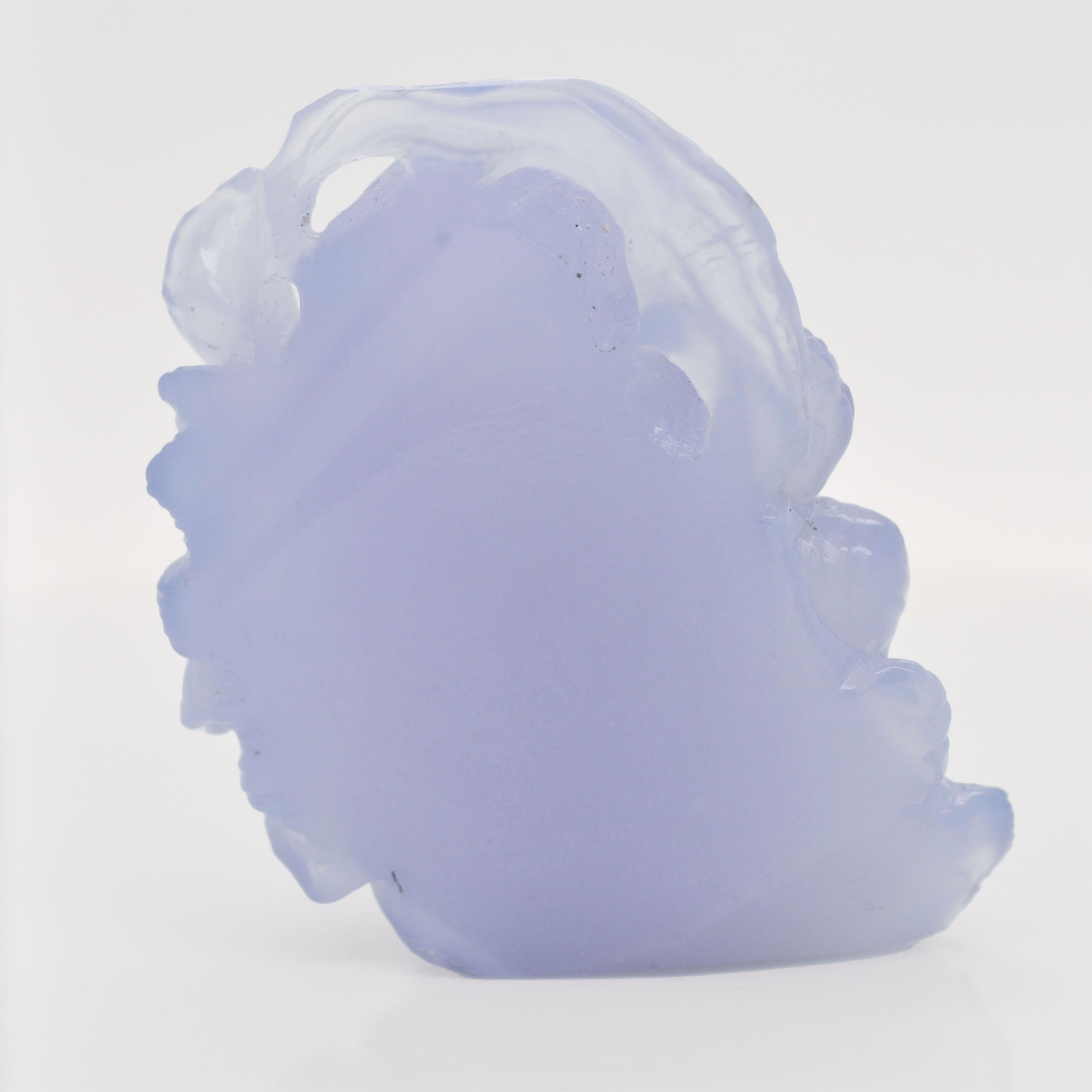 Women's or Men's 210.27 Carats Blue Chalcedony Hand-Carved Buddha Carving Pendant Necklace For Sale