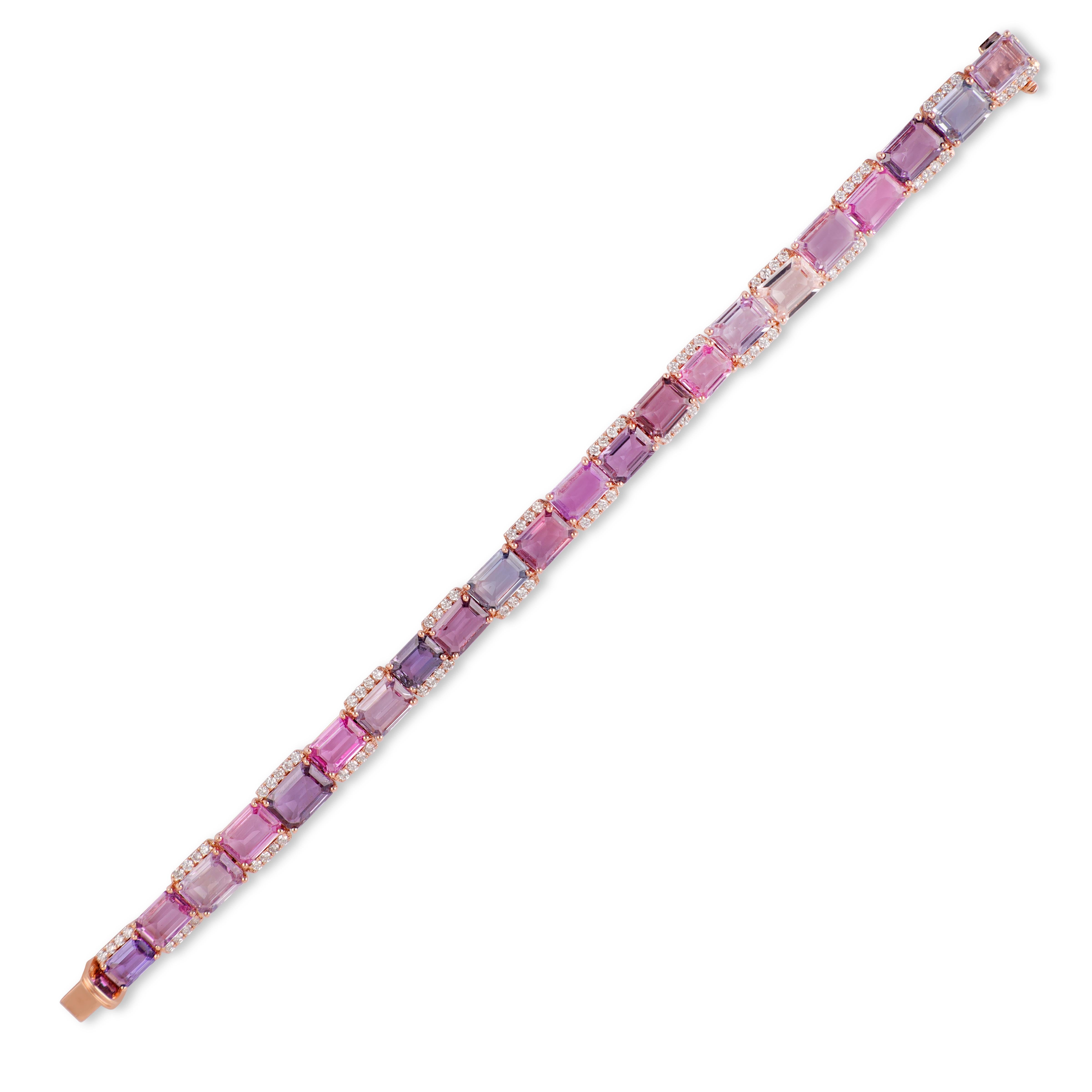 Contemporaneo Bracciale Tennies con più zaffiri e diamanti da 21.03 carati  in oro rosa 18k in vendita