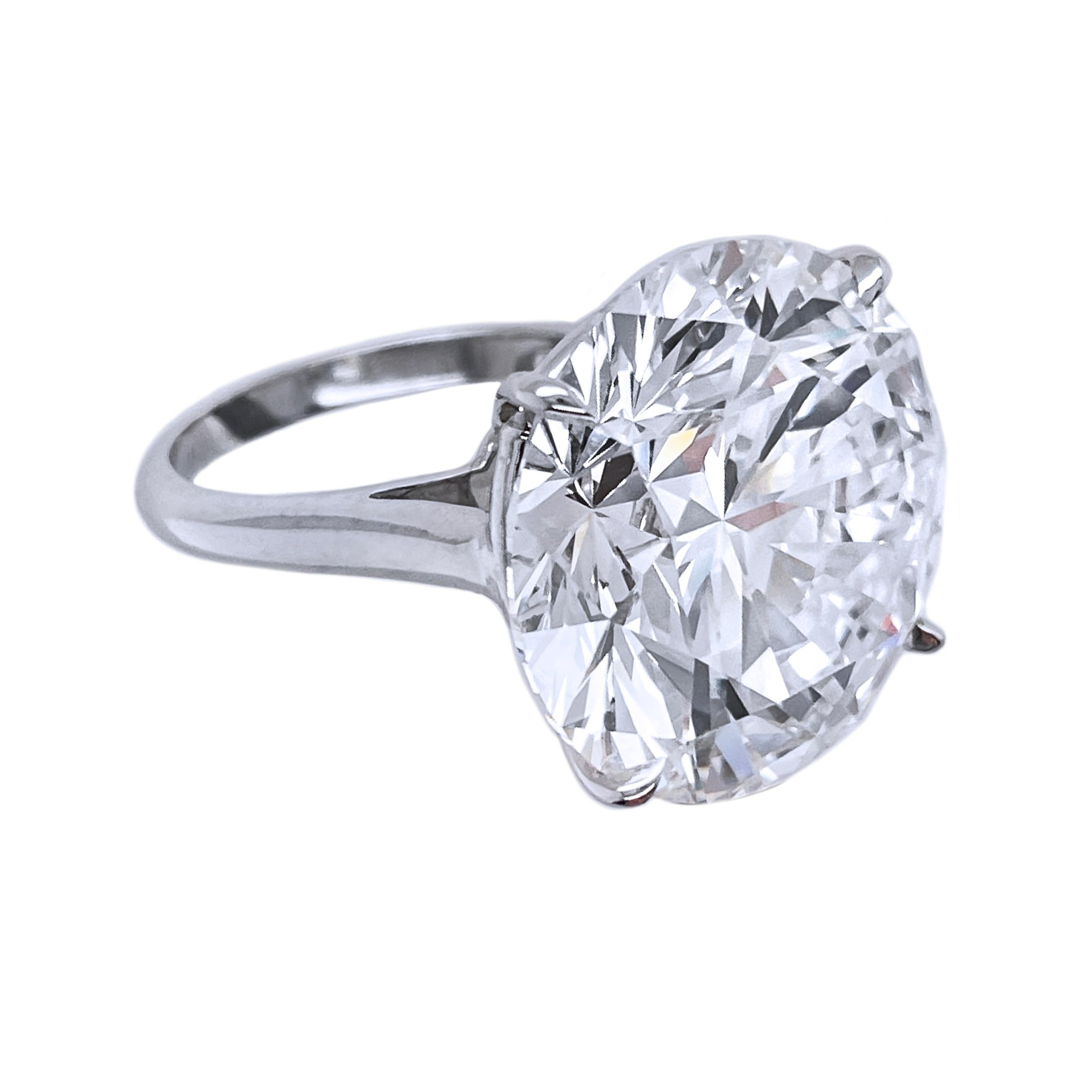 Contemporary 21.05 Carat Round Brilliant Cut Diamond Ring, GIA Certified For Sale