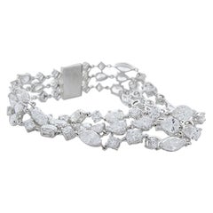 21.05 Carat Total Weight 3 Rows of Fancy Shaped Diamond Bracelet In White Gold