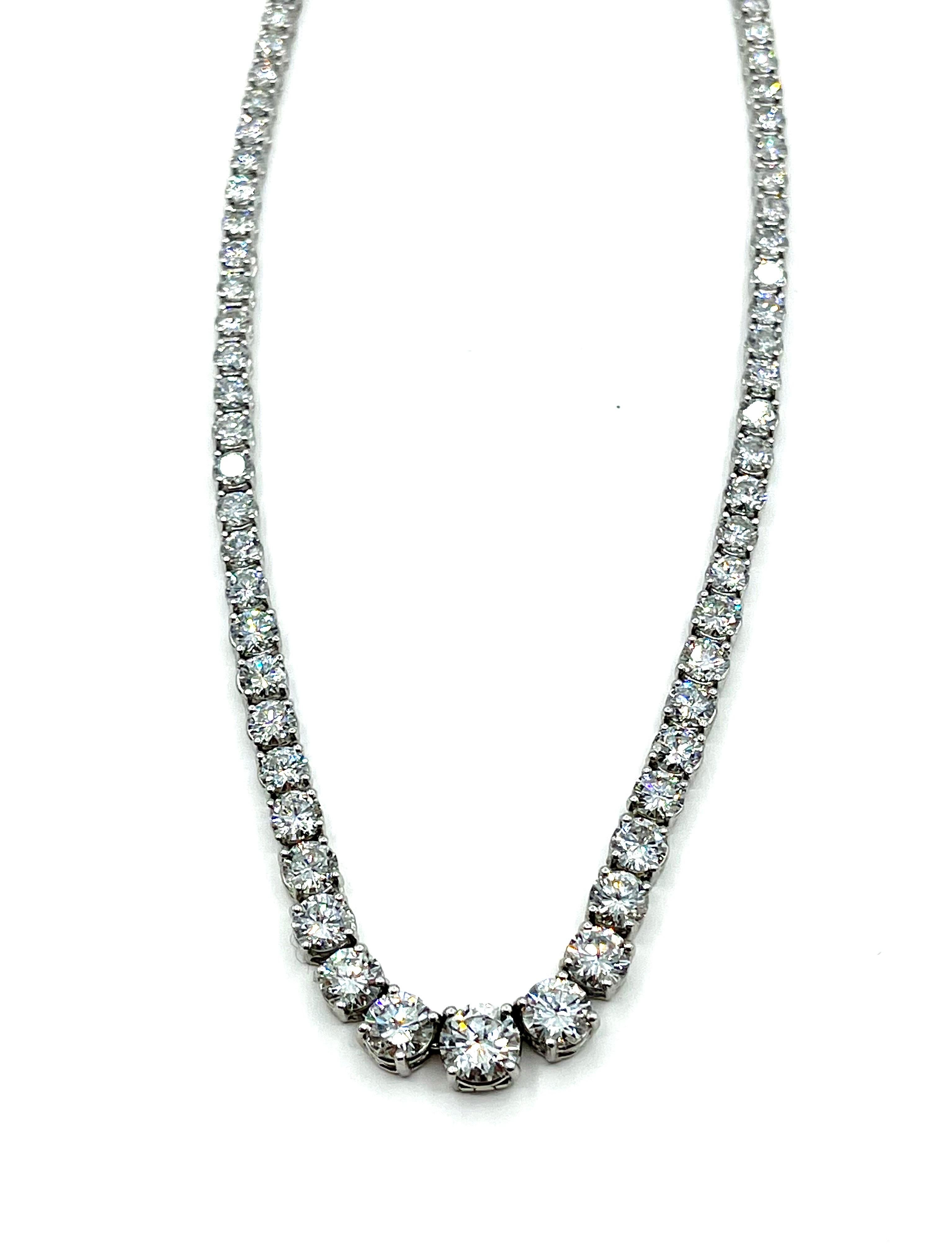 21.06 Carats Diamond Riviera Necklace in Platinum In Excellent Condition In Chevy Chase, MD