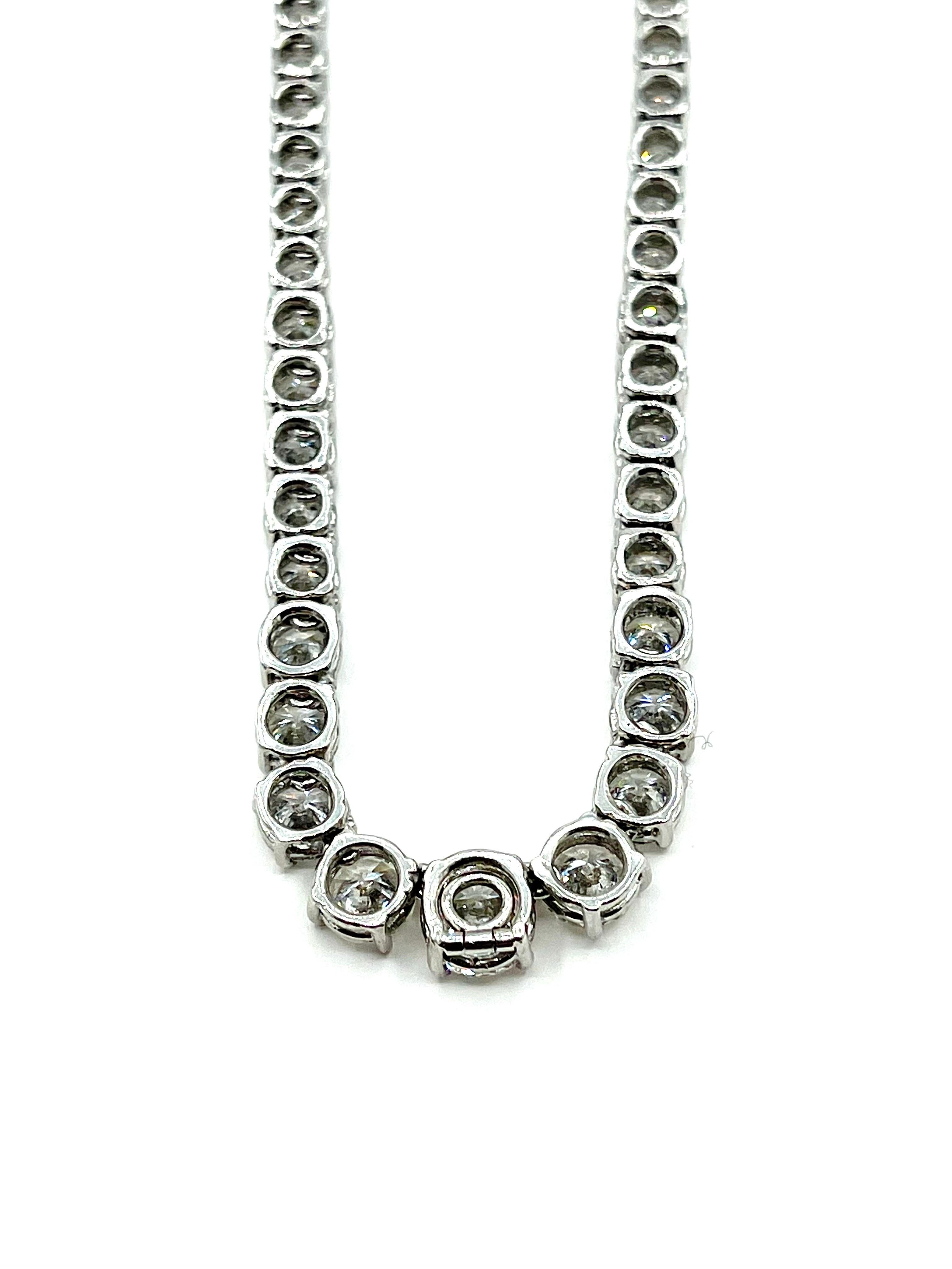 Women's or Men's 21.06 Carats Diamond Riviera Necklace in Platinum