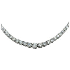 Vintage 21.06 Carats Diamond Riviera Necklace in Platinum