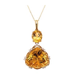 21.08 Carat Citrine Diamond Pendant Necklace