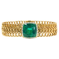 21.08 ct GRS-Certified Sugarloaf Emerald Bracelet in 18K Yellow Gold