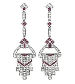 2.10ct Diamond 1.58ct Ruby Chandelier Earrings