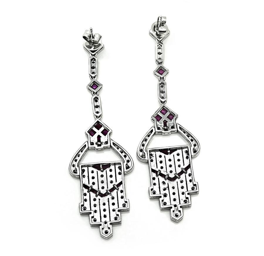 Boucles d'oreilles chandelier 2.10ct Diamond 1.58ct Ruby Bon état - En vente à New York, NY