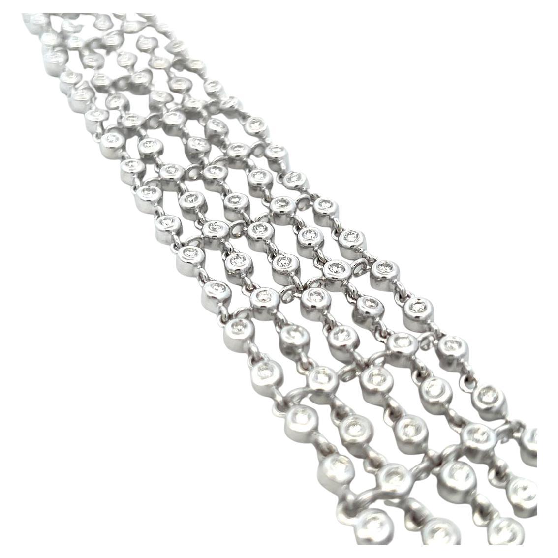 Bracciale a più file di diamanti in oro bianco 18 carati da 2,10 carati G VS in vendita