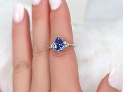 2.10ct Juliet 14kt White Gold Cornflower Blue Sapphire Pear Cluster Ring