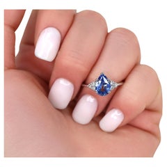 2.10ct Juliet 14kt White Gold Cornflower Blue Sapphire Pear Cluster Ring