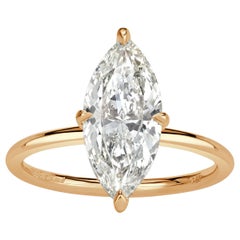 Bague de fiançailles en diamant taillé en marquise de 2,10ct