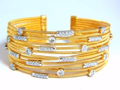 2.10ct natural diamonds coil wrap multi-row bangle bracelet cuff 18kt. slip on