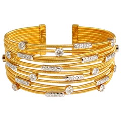 2.10ct natural diamonds coil wrap multi-row bangle bracelet cuff 18kt. slip on