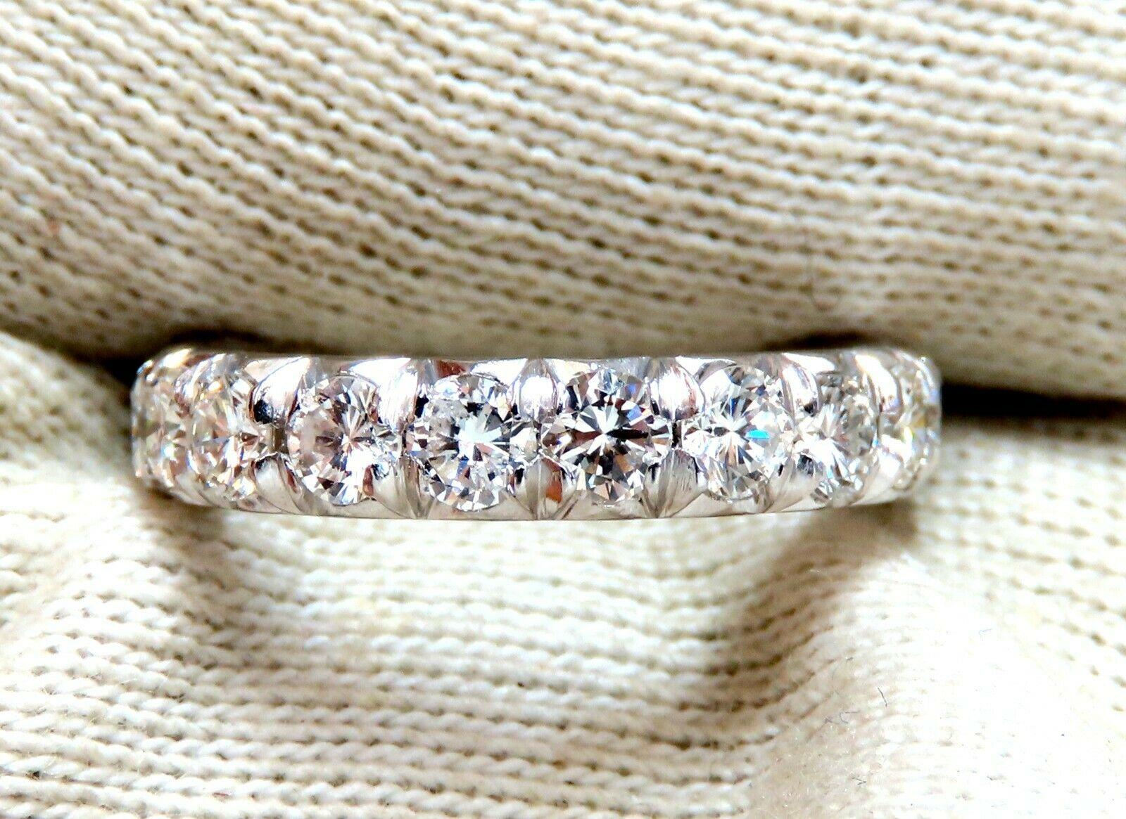 Round Cut 2.10 Carat Natural Round Diamonds Eternity Ring Graver Raised Bead Deco For Sale
