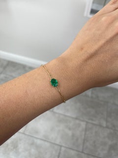 Bracciale solitario con smeraldo taglio ovale da 2,10 carati - Oro 14K - Design elegante a graffetta