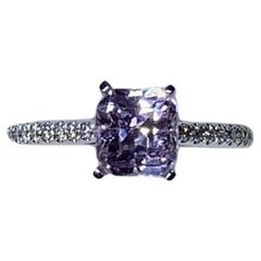 2.10ct Pink sapphire diamond engagement ring 18ct white gold.