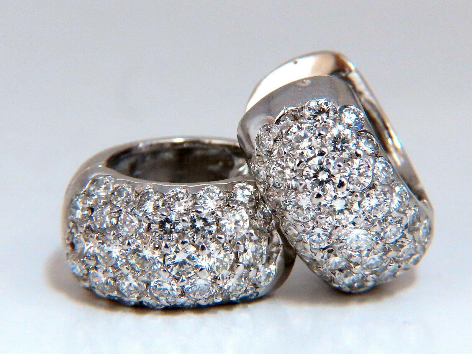 Round Cut 2.10 Carat Round Natural Diamond Huggie Earrings 14 Karat Bead Set