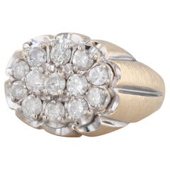 2.10ctw Diamond Cluster Men
s 14k Brushed Yellow Gold Ring Size 12.5