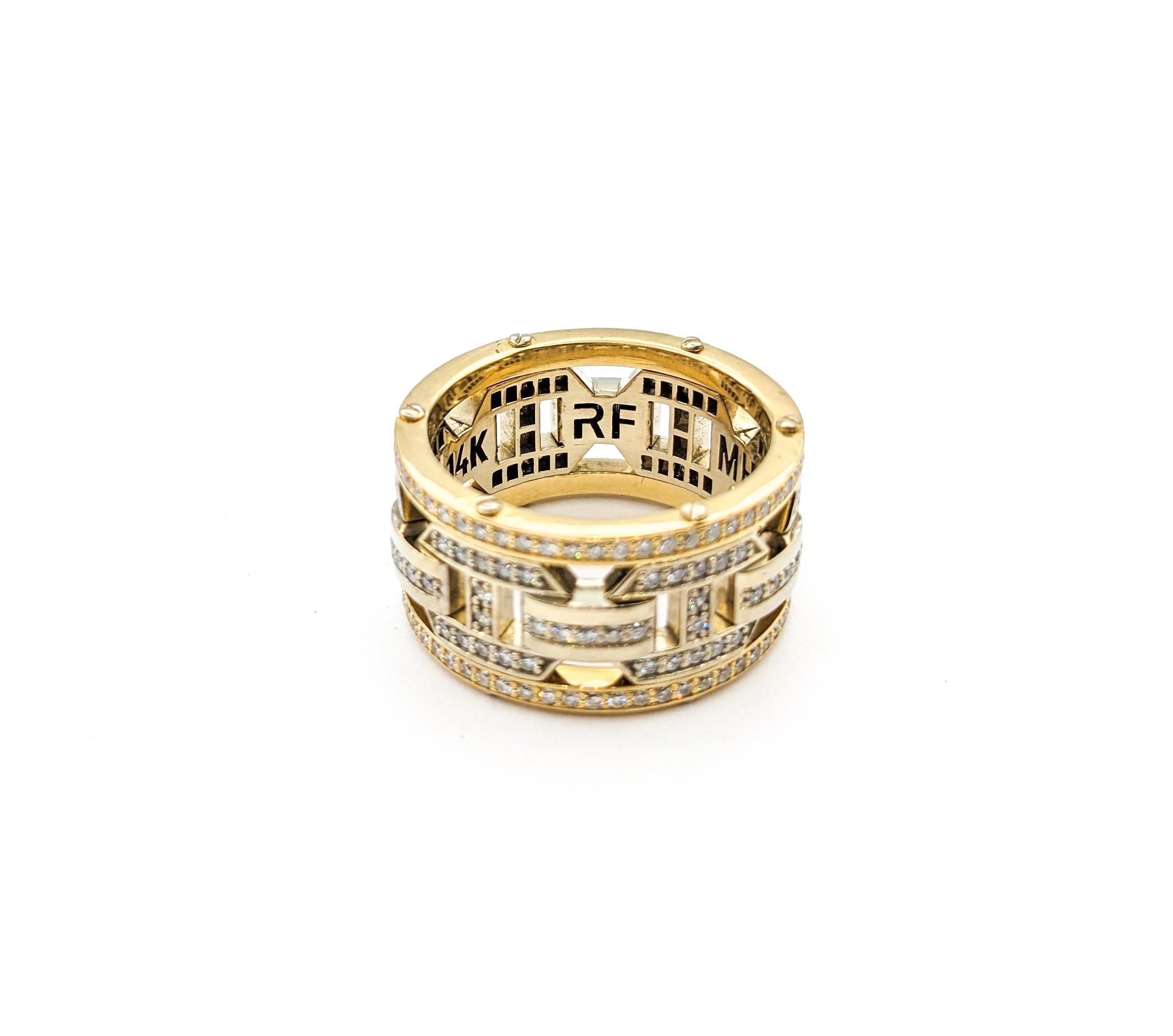 Men's 2.10ctw Diamond Rockford Ring In Two-Tone Gold For Sale